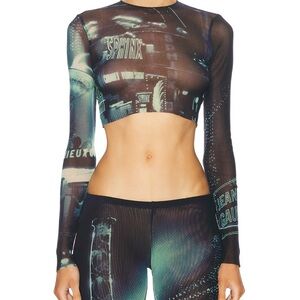 Jean Paul Gaultier Pigalle Printed Mesh Top